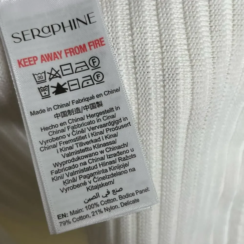 Seraphine Maternity Nursing Sweater XS Ivory Ribbed Gold Button Shoulder Cotton